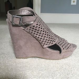 Madden Girl Gray Suede Wedges